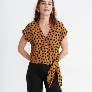 Madewell Sash Faux Wrap Top in Painted Spots Size S (NWT)